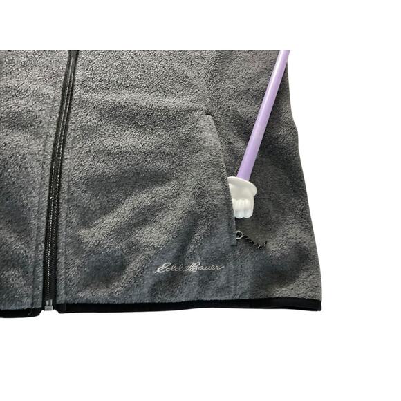 Eddie Bauer Gray Full Zip Fleece Vest XL Warm Outdoor Layering - Picture 10 of 11